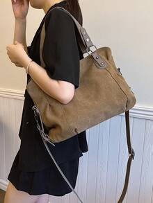 New Arrival Large Capacity Minimalist Casual Tote Bag - Brown - View 8