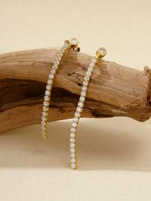 Bông tai mặt dây chuyền tua rua đính đá Zirconia mạ vàng 18K bạc Sterling 925 sang trọng thời thượng lấp lánh thanh lịch, phù hợp đeo hàng ngày - Bông tai tua rua đính đá Zircon - Xem 5