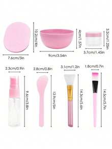 Conjunto de 11 ferramentas para cuidados com máscaras faciais. O conjunto de ferramentas para misturar máscaras inclui uma tigela para máscara, esponja para pó, borrifador, raspador, pincel, colher medidora, frasco dosador e elástico para cabelo. Usado em técnicas de cuidados com a pele. Conjunto de ferramentas para limpeza facial. Um conjunto de ferramentas auxiliares para máscaras de filme de lama. - Multicolorido - Ver 5