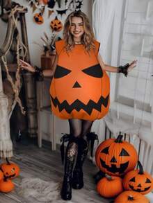 Halloween Pumpkin Costume For Adults, Orange Halloween Costume, Party Dress For Women - Multicolor - View 10