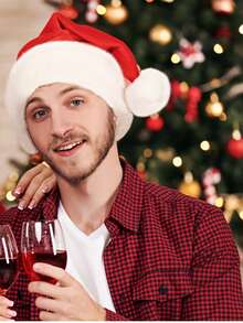 1 pieza Gorro cómodo de Papá Noel, rojo y blanco, grueso y cálido, esencial para fiestas navideñas, adecuado para adultos