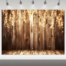 2D Flat 1pc Twilight Wooden Wall Backdrop Banner, Suitable For Holiday Parties, Photo Shoots, Birthdays Or Events, Easy To Set Up Indoors And Outdoors
