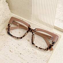 Juego de 4 piezas/3 piezas/2 piezas de gafas de lectura con marco grande de moda, cómodas con bisagras de resorte, colores únicos para combinar con tus atuendos diarios - Té + medio polvo - Ver 5