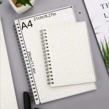 Quaderno a spirale con griglia grande, quaderno a spirale, mini quaderno, griglia spessa, quaderno semplice per studenti e laureati, quaderno con copertina trasparente - adatto per studio, ufficio, scrittura e disegno, forniture scolastiche, ritorno a scuola