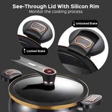 Senmeo Micro Pressure Cooke, Non-Stick Pot, 8L/8.45Qt Multi-Function Micro Pressure Cooking Pot For Open Fire, Induction Cooker, Electric Stove, Gas Stove (BLACK), Dinner For Thanksgiving, Halloween, Christmas, Family Gifts - Black - View 4