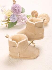 0-1 Year Old Infant Winter Boots, Solid Color, Warm & Soft Sole Infant Boots - Apricot - View 4