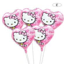 Sanrio Juego de 5 globos decorativos circulares de Sanrio - Hello Kitty/Kuromi/Melody/Cinnamoroll/Pompompurin - Globos de película de aluminio circulares de 18 pulgadas - Adecuado para celebraciones de cumpleaños infantiles, decoraciones de fiestas, globos de Hello Kitty