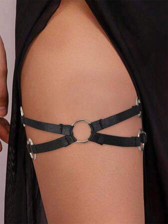 女士大腿吊袜带，带环和腿带，夏季性感腿部配饰