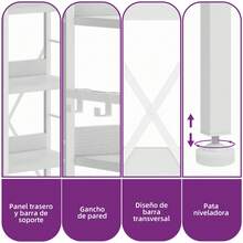 BALCONERA 6-Tier Industrial Tall Shelving Unit – Floor-Standing Wooden Shelving Unit With Metal Frame & 4 Hooks, Pure White | Storage Unit For Living Room & Home Office - 白色 - 查看 4