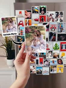Personalized Square Fridge Magnet Sets Of 10/8/6 Pieces. Customizable Fridge Magnets; Can Be Printed With Any Design, Home Decor Photos, Or As A Gift To Capture Precious Moments. Perfect For Customized Christmas Decorations Or Halloween Keepsakes. - Multicolor - View 3