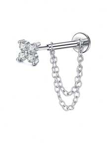 1 chiếc khuyên tai dáng dẹt có dây xích, khuyên tai không ren 16G bằng thép không gỉ, kiểu bấm vào, thích hợp cho sụn tai, vành tai, nắp tai, mũi, unisex, chốt 6mm, khuyên mũi, khuyên môi, khuyên sụn tai, khuyên môi, khuyên mũi Medusa, khuyên nắp tai, trang sức vành tai. - Vàng và Bạc - Xem 9