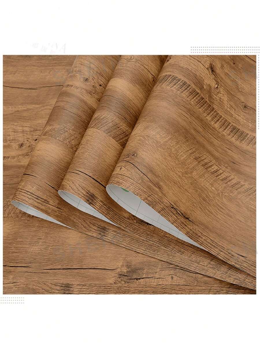 1 rollo de papel tapiz autoadhesivo impermeable y anticontaminación con estampado de grano de madera de álamo nostálgico, adecuado para renovar la cocina, la sala de estar, el gabinete, la mesa, el restaurante y otras ocasiones