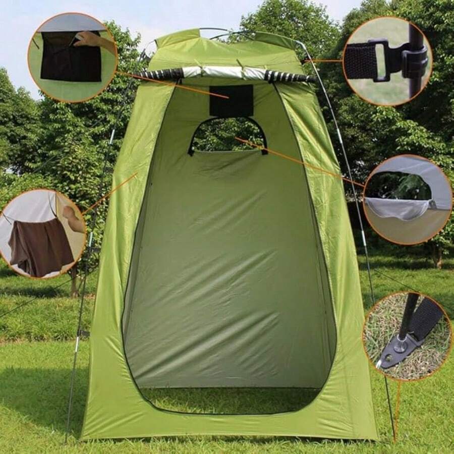 Portable Outdoor Pop-Up Privacy Tent, Camping Shower Toilet, Changing Room, Hiking Camping - Green - View 1