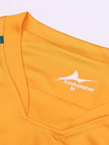 SURUIDA 1pc Australia Men's Soccer Jersey, Digital Printing Yellow Sports Shirt, Comfortable Sportswear T-Shirt Suitable For Team Matches