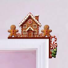 1pc Christmas Gingerbread Man & Santa Claus Door Hanger Decor, Wooden Christmas Door Frame Decoration, Holiday Party Supplies, Indoor/Outdoor Holiday Wall Decor, Suitable For Living Room, Bedroom, Office - Multicolor - View 13
