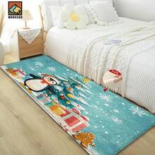 1pc Christmas Penguin Pattern Printed Cap Anti-Slip Door Mat, Super Fiber Anti-Slip Door Mat, Suitable For Festive Party Decoration, Kitchen, Bathroom, Dining Room, Bedroom, Can Be Given As A Christmas Gift