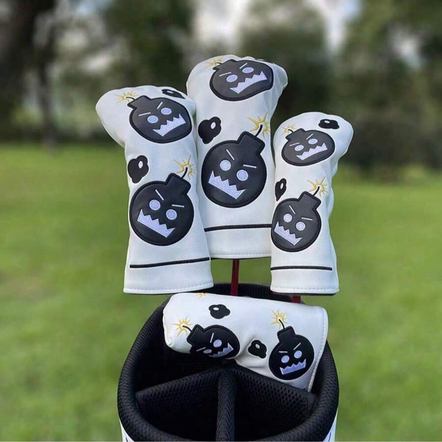 Devil Bomb Golf Club Cover Head Cover Protective Cover 135 Fairway Wooden Chicken Leg Stick Cover Pusher Cover - White - View 1