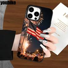 Funda protectora para phone con diseño de fuegos artificiales americanos (1 unidad), compatible con phone 16 Pro Max, 16, 15 Pro, 14, 14 Plus/14 Pro Max, 13, 13 Pro, 12 Pro, 11/11 Pro. Regalos para cumpleaños y festividades - Negro - Ver 5