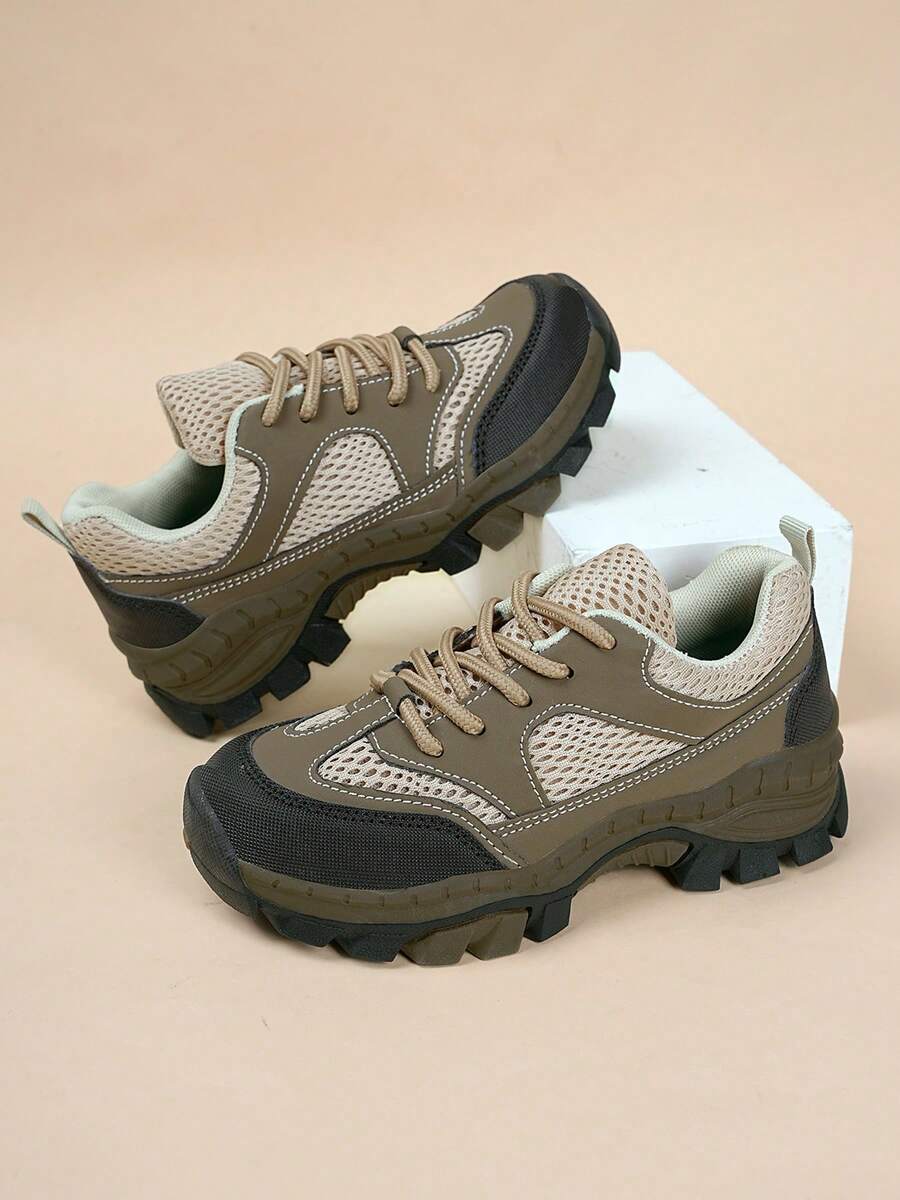 Boys' New Fashionable Comfortable Mesh Breathable Outdoor Sports Durable Non-Slip Hiking Shoes, Versatile Sports Sneakers