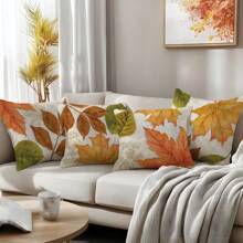 MEMNUN 4 Stück Herbst Aquarell Ahornblatt Kissenbezüge [ohne Kissenfüllung], 17,7*17,7 Zoll (45*45 cm)/19,69*19,69 Zoll (50*50 cm)/15,75*15,75 Zoll (40*40 cm), [einseitiger Muster] Herbst Tägliche Dekoration Polyester Kissenbezüge für Sofa, Bett, Wohnzimmer, Schlafzimmer, Auto, Büro, Hotel, Raumdekoration, Heimdekoration, perfektes Geschenk für Familie und Freunde, Ganzjährig