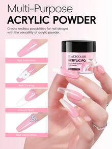 peacecolor 12 PIEZAS Kit de uñas acrílicas y 60ML Líquido monómero EMA - 15G Polvo acrílico rosa claro blanco y sistema de líquido para uñas para mujeres DIY Salón Regalo de Navidad