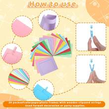 1 Set(21 Pcs)-6in Paper Photo Frames, Black Cardboard Picture Hanging Box, 10pcs Paper Photo Frames, 10pcs Wooden Clips And 1pc Jute Rope, DIY Clip Photo Displays, Suitable For Home, Office, Wedding And Party Decoration. Gifts Birthday Graduation