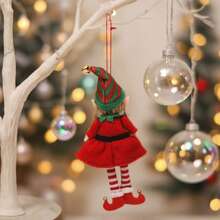 1 pièce/2 pièces Décoration de Noël Couple de Personnages Dessin Animé Sangle de Taille Poupée Elfe Pendentif, Ornement Suspendu pour Sapin de Noël, Accessoire Thématique pour Événement de Fête - Multicolore - Voir 8