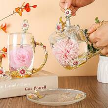 Metal Carved Luxury Crystal Cup/Tea Cup/Coffee Cup/Juice Cup/Breakfast Milk Cup. Mother's Day Gift/Holiday Gift. Home Entertaining, Business Entertaining, Gathering Party High-End Entertaining Cup. More Luxurious When Purchased As A Set. Graduation Gift, Kitchen