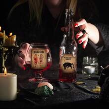 6 PIEZAS Etiquetas adhesivas vintage y espeluznantes para botellas de vino de Halloween, decoraciones de etiquetas adhesivas de papel resistentes al agua para botellas de vino de fiesta de Halloween, recuerdos de fiesta de Halloween