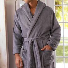 Mens Robe With Hood, Plush Fleece Hooded Mens Bathrobe, Big And Tall Bath Robe For Menhalloween - Espresso Plaid - View 8