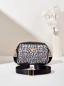 حقيبة كروس صغيرة مربعة بطبعة نمر للبنات، حقيبة كتف موضة، محفظة، محفظة صغيرة، حزام قابل للتعديل، حقيبة خفيفة الوزن بطراز الشارع اليومي، مناسبة للتنقل اليومي والمكتب والخروج - متعددة الوظائف كحقيبة إبط - حقيبة مربعة بطبعة جلد النمر - مشاهدة 5