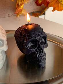 1pc Halloween Skull Scented Candle, Suitable For Indoor Halloween Parties And As Gifts, Can Also Be Used As Halloween Decorations, Creating A Spooky Atmosphere For Home Or Room Decor - Multicolor - View 4