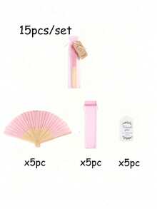 3/15/30pcs Elegant White Bamboo Folding Fan Set, Including Thank You Tags And Gift Bags, Suitable For Bridesmaid Gifts, Wedding Decorations, Parties And Events, Perfect Summer Accessory