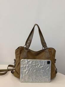 New Arrival Large Capacity Minimalist Casual Tote Bag - Brown - View 5