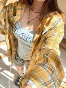 女士秋冬新品畅销休闲复古舒适棉质格子长袖外套