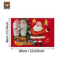 1 set/1 pieza/2 piezas Felpudo antideslizante con estampado de Papá Noel y árbol de Navidad, de fibra súper, adecuado para decoración de fiesta navideña, cocina, baño, comedor, dormitorio, puede ser dado como regalo de Navidad - Multicolor - Ver 12