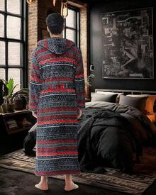 Mens Robe With Hood, Plush Fleece Hooded Mens Bathrobe, Big And Tall Bath Robe For Menhalloween - Savannah Fusion - View 8