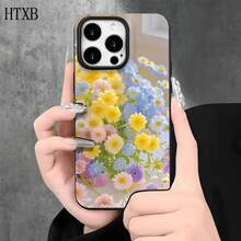 Funda protectora para phone con diseño de flores amarillas y azules (1 unidad), compatible con phone 16 Pro Max, 16, 15 Pro, 14, 14 Plus/14 Pro Max, 13, 13 Pro, 12 Pro y 11/11 Pro. Regalos para cumpleaños y celebraciones. Plus/14 Promax, 13 Pro, 12 Pro, 11 Pro Serie Pro. Regalos para cumpleaños y festividades. - Negro - Ver 4