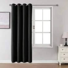 1pc/2pcs Linen-Like Blackout Curtains, Available In Multiple Sizes For Bedroom, Living Room, Home Theater, Dining Room, With Eyelets - Black - View 37