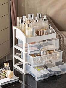 Armário de armazenamento com 3 gavetas, caixa de armazenamento de grande capacidade, caixa de armazenamento com gavetas, adequado para armazenar vários itens, organizador de armazenamento para mulheres, decoração essencial para viagens, feriados e outono, Halloween - Branco - Ver 3
