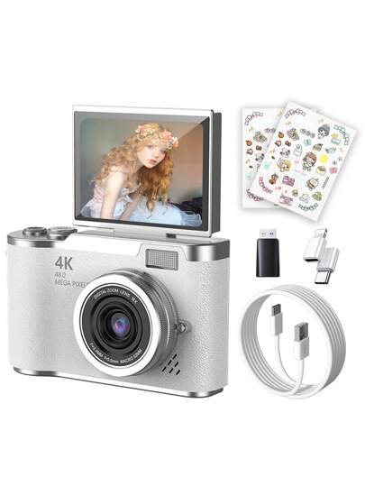 Auto Focus 48MP 4K Face Detection 2.4-Inch Flip Over Display Screen 16X Zoom Rechargeable Battery Pocket Cinema Digital Compact Video Cameras