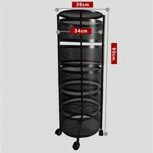 Rolling Trolley With 3/4/5 Levels, Multi-Layer Kitchen Shelf With Wheels, Serving Trolley Made Of Steel, Fold-Out Baskets, Shelf For Kitchen, Bathroom, Black - Black - View 6