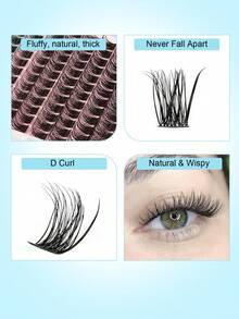 168 racimos de pestañas postizas estilo wispy, pestañas individuales D Curl de 10-14 mm de longitud mixta, cómodas de usar, adecuadas para principiantes, naturales y encantadoras, estilo muñeca y ojo de gato, reutilizables.