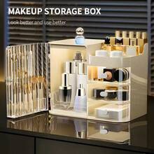Extra Large Capacity Cosmetic Organizer, Care Organizer Drawer Beauty Rack, - Multi-Level Cosmetic Organizer With Mirror And Drawer, Home Desktop And Drawer Cosmetic Display Organizer For Dresser, Bathroom And Counter, Ideal Gift For Women And Girls - 柔和的白色 - 查看 3