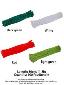 100pcs Pipe Cleaners For Craft, 30cm Crafting Pipe Cleaners, Fuzzy Sticks Craft Supplies, DIY Chenille Stems, For Christmas Tree Arts & Crafts, Creative Handmade DIY Decoration, Holiday Decoration