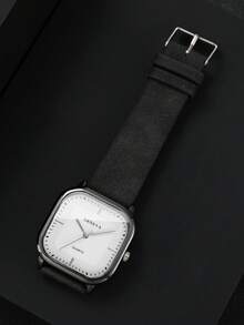 3pcs/Set Men's Fashion Square Minimalist Scale Dial Quartz Wrist Watch & Belt Combo Set (Watch Box Not Included) - Multicolor - View 9