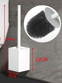 1 件光滑黑色方形马桶刷带壁挂支架 - 耐用铝合金材质，独立式或壁挂式，含手柄 - 适合现代浴室，圣诞节/万圣节装饰礼物 - 黑色 - 查看 15