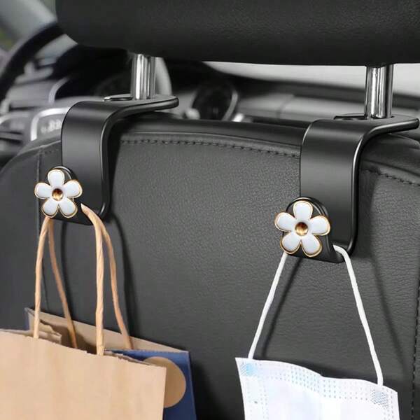 2 pezzi Gancio elegante a forma di fiore a 5 petali per poggiatesta auto, gancio multifunzione per installazione semplice per borse, borsette, borse della spesa, cappelli ecc.