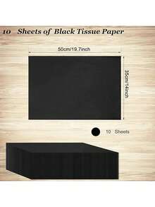 12pcs Black Thin Wrapping Paper, Colorful Wrapping Paper Tissues For Various Occasions - Black - View 9