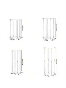 1pc Acrylic Square Flower Stand, Transparent Column Vase Holder, Geometric Centerpiece For Wedding, Tabletop Flower Rack, Home Gathering, Wedding Party Decor, Wedding Stage Floral Display